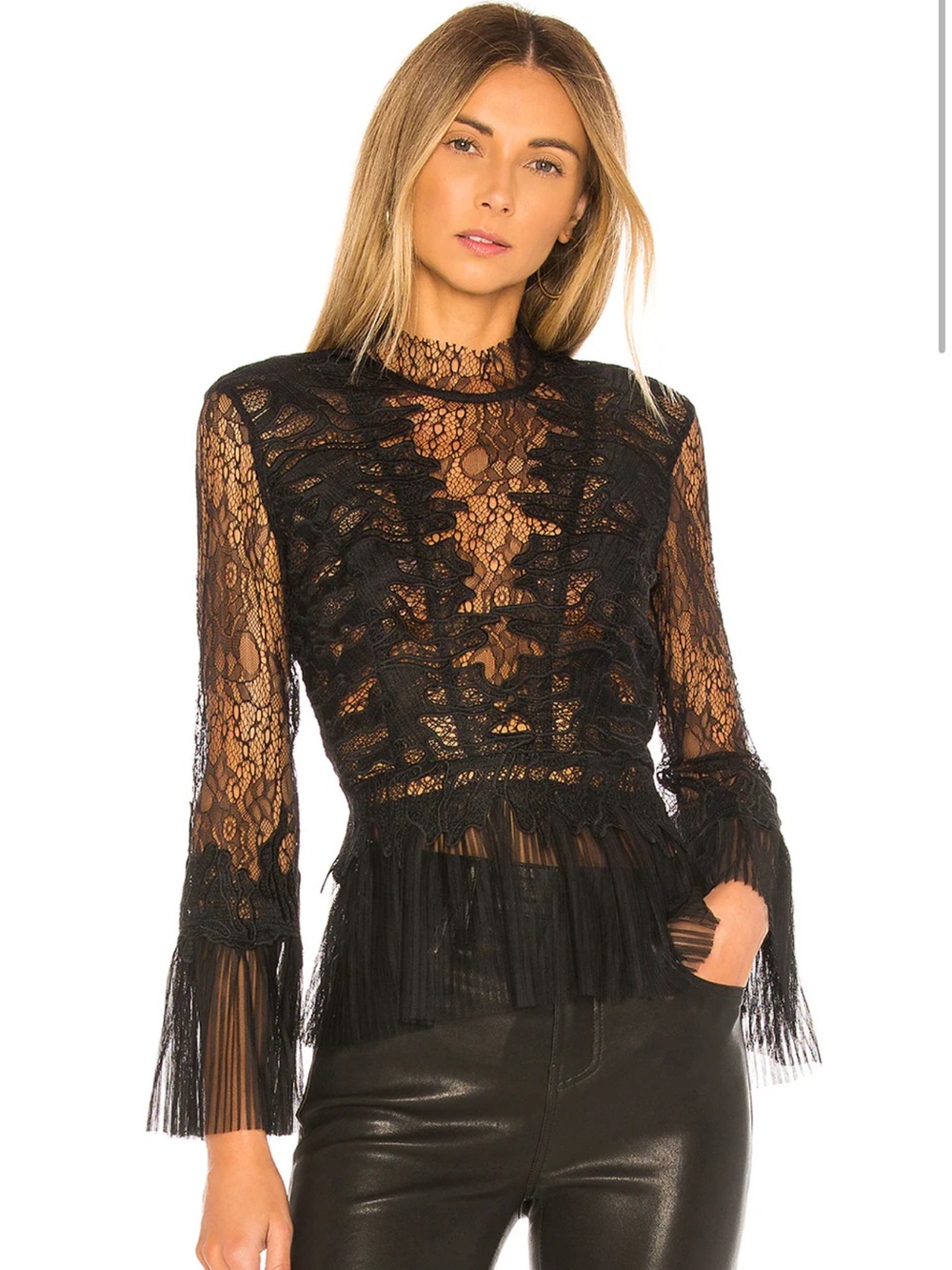 Bardot Francesca Black Lace Top Size S Kyle Richards RHOBH Worn Once